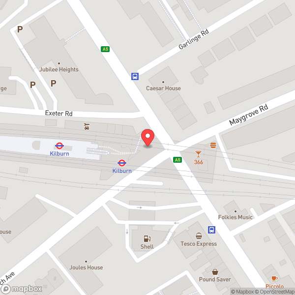 Map of Kilburn London Underground Station