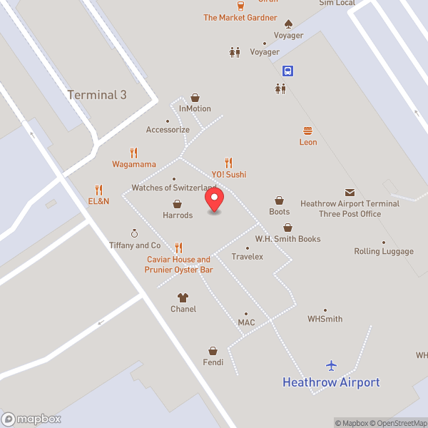 Map of T3 Departure Lounge
