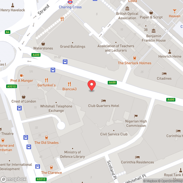 Map of Club Quarters Hotel Trafalgar Square, London