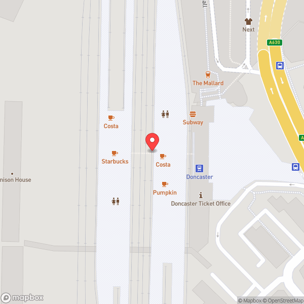 Map of Doncaster Railway Station (DON)