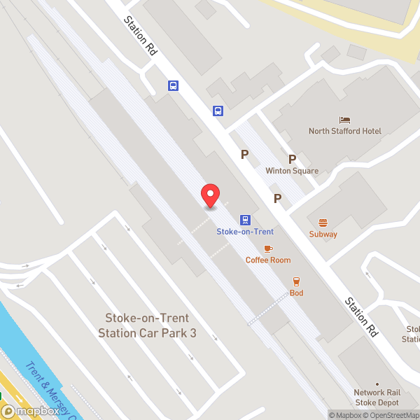 Map of Stoke-on-Trent Railway Station (SOT)