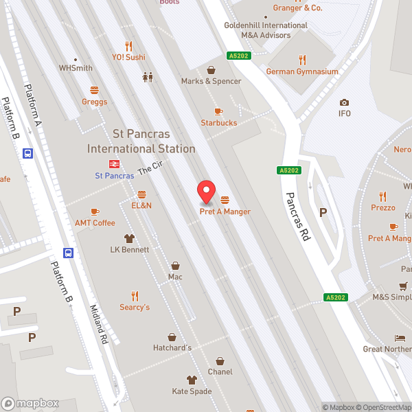 Map of London St Pancras International Eurostar Terminal