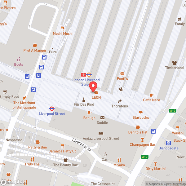 Map of London Liverpool Street Railway Station (LST)