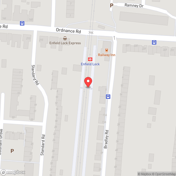 Map of Enfield Lock Railway Station (ENL)
