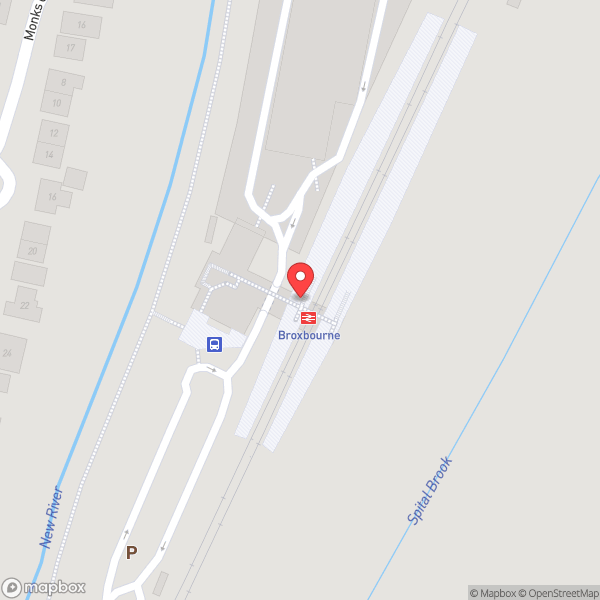 Map of Broxbourne Railway Station (BXB)