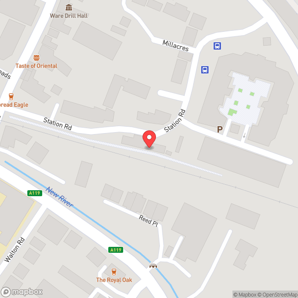 Map of Ware Railway Station (WAR)