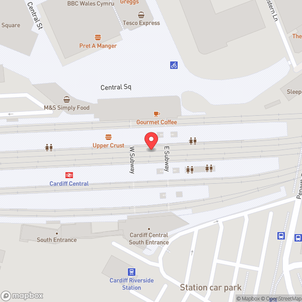 Map of Cardiff Central Railway Station (CDF)