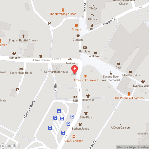 Map of Carmarthen