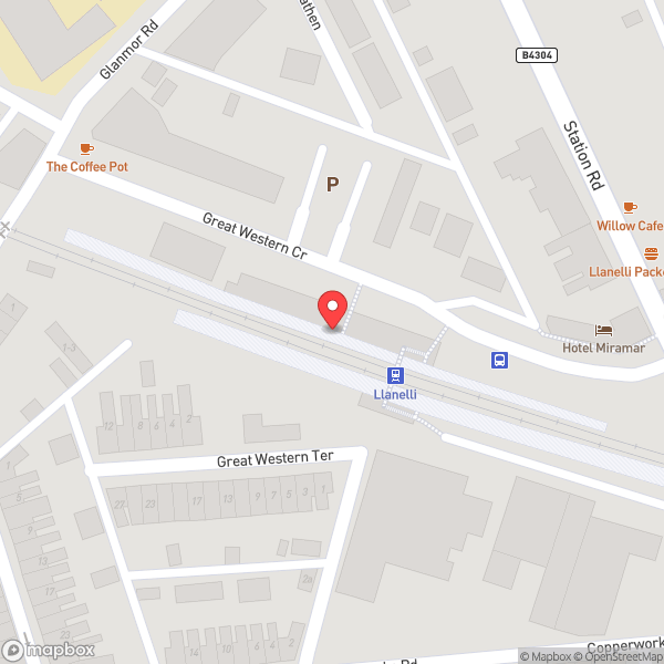 Map of Llanelli Railway Station (LLE)