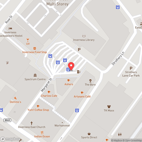Map of Inverness Bus Station