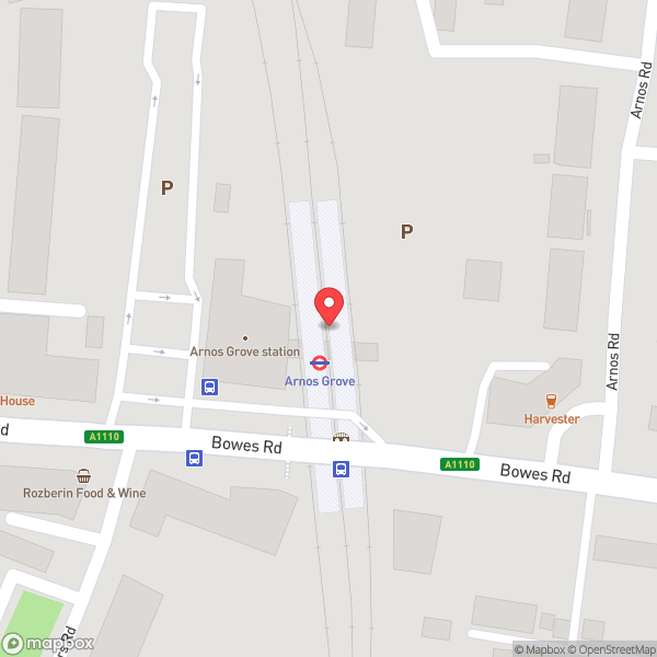 Map of Arnos Grove London Underground Station