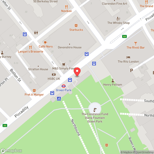 Map of Green Park London Underground Station