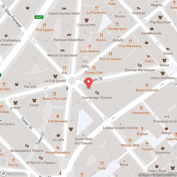 Map of Cambridge Theatre