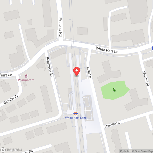 Map of White Hart Lane Railway Station (WHL)