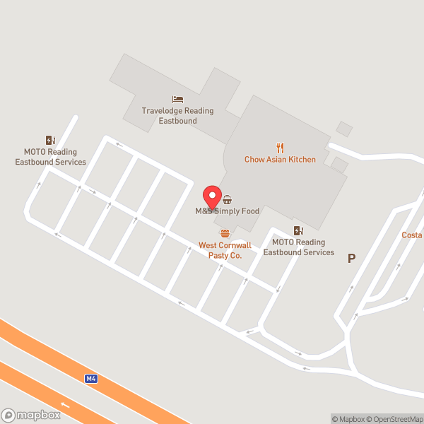 Map of Reading Eastbound Motorway Services (Moto)