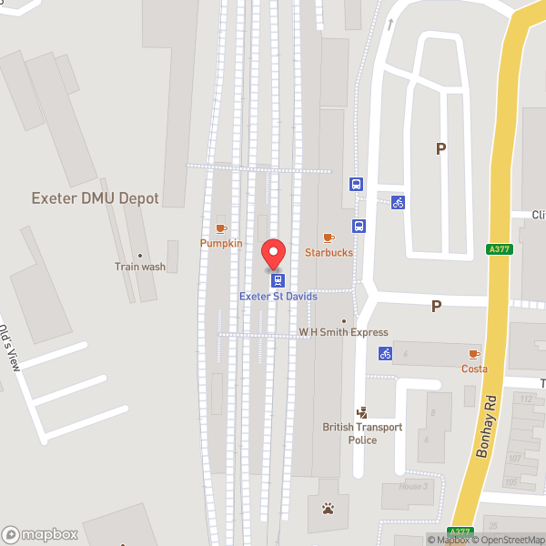 Map of Exeter St Davids Railway Station (EXD)