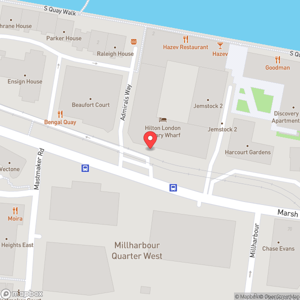 Map of Hilton London Canary Wharf
