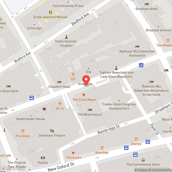 Map of The Bloomsbury Hotel