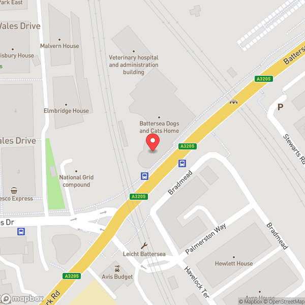 Map of Battersea Dogs & Cats Home