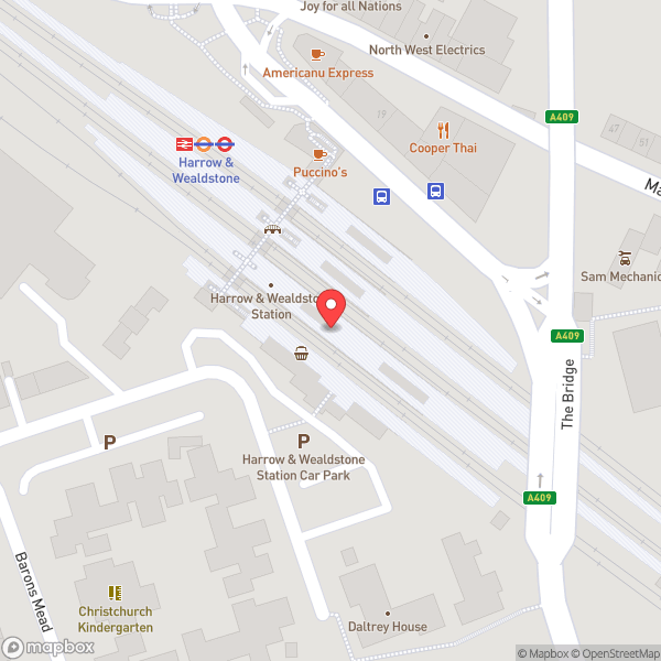 Map of Harrow & Wealdstone Railway Station (HRW)