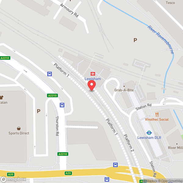 Map of Lewisham Railway Station (LEW)