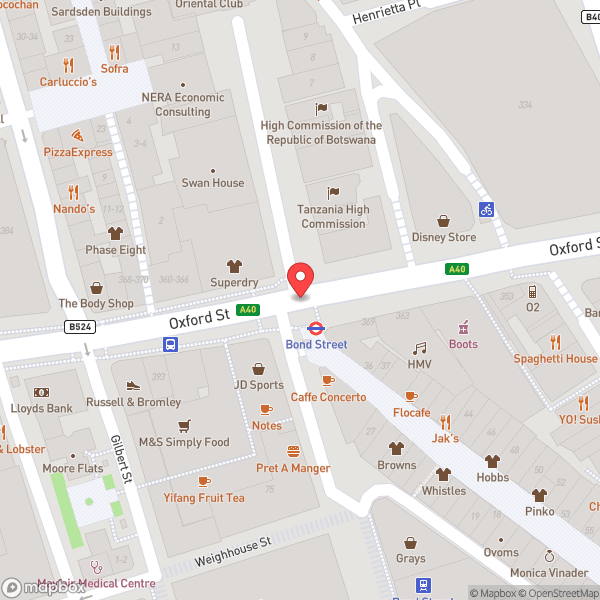 Map of Bond Street London Underground Station