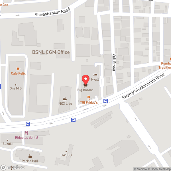 Map of Hyatt Centric Mg Road Bangalore