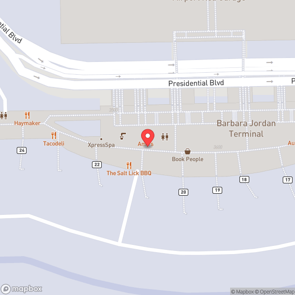 Map of American Airlines Admirals Club
