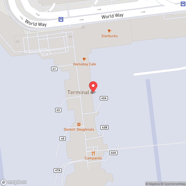 Map of American Airlines Admirals Club