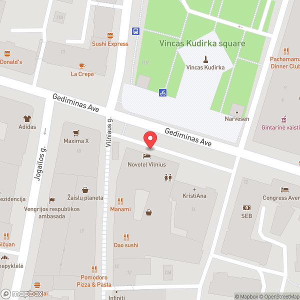 Map of Novotel Vilnius Centre