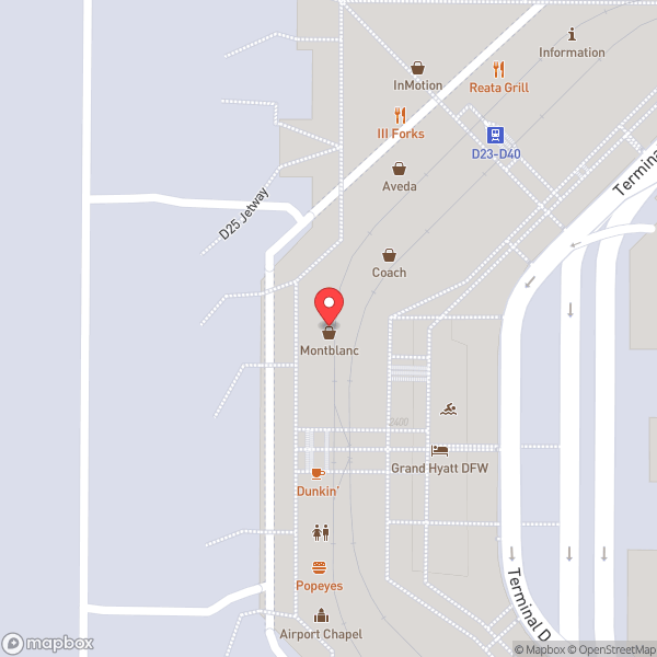 Map of American Airlines Flagship Dining