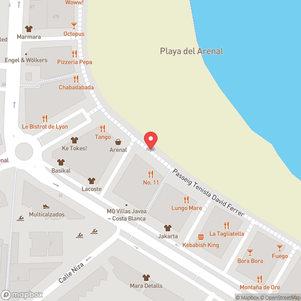 Map of El Arenal Beach (Playa El Arenal)