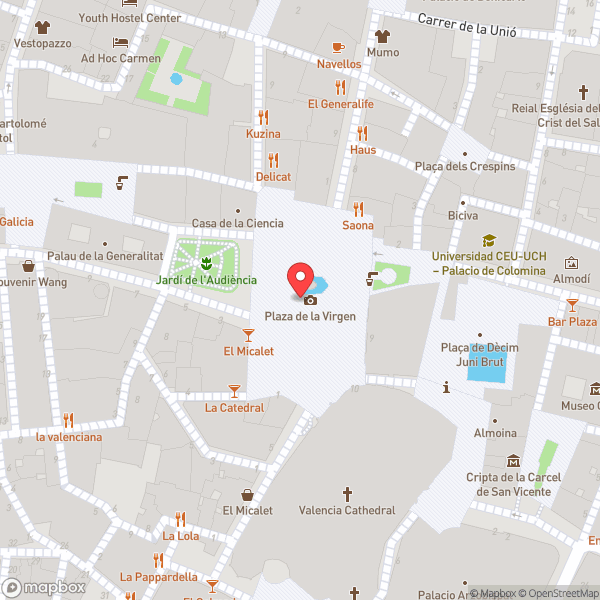 Map of Plaza de la Virgen (Plaça de la Mare de Déu)