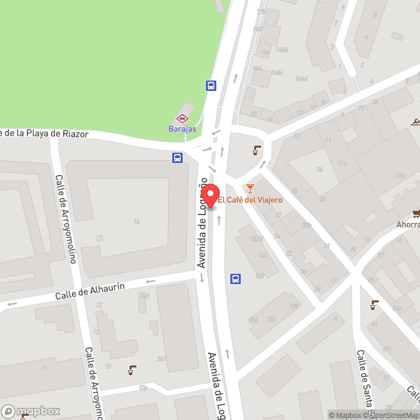 Map of Interurbanos @ Barajas (211, 212, 214, 256, 263, 827, 828, L8)
