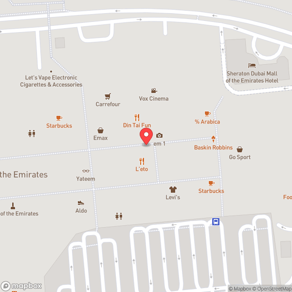 Map of Sheraton Mall of the Emirates Hotel (شيراتون مول الامارات)