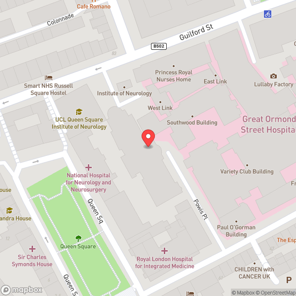 Map of National Hospital for Neurology and Neurosurgery