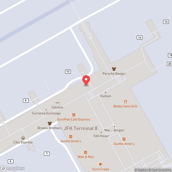 Map of American Airlines Admirals Club