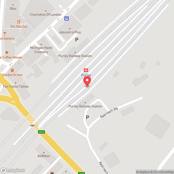 Map of Purley Railway Station (PUR)