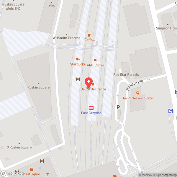 Map of East Croydon Railway Station (ECR)