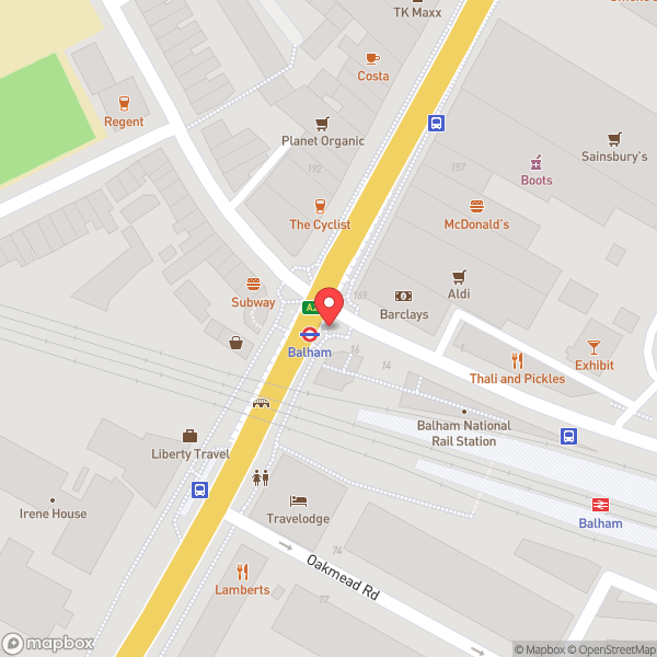 Map of Balham London Underground Station