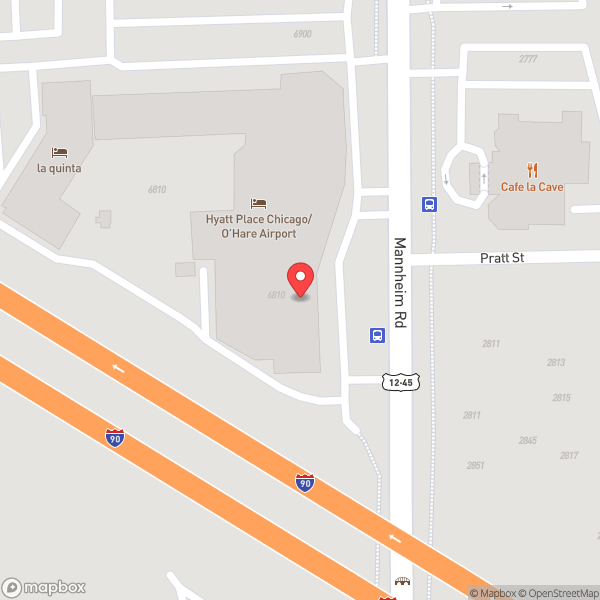 Map of Hyatt Place Chicago/O'Hare Airport