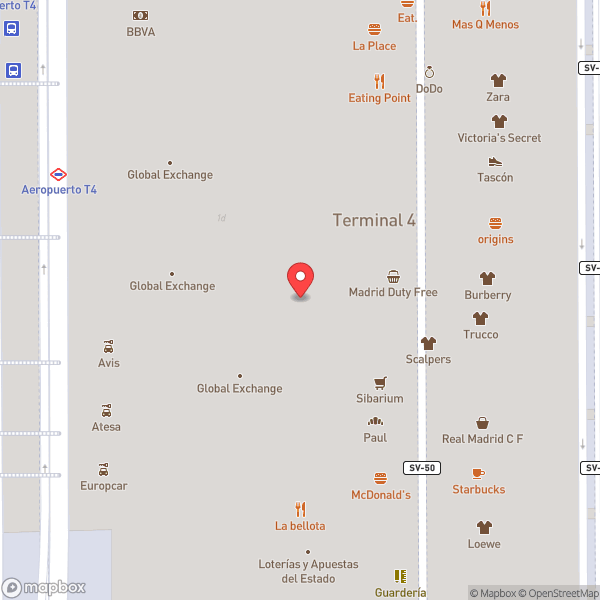 Map of Baggage Belts T4 (Cintas de equipajes T4)