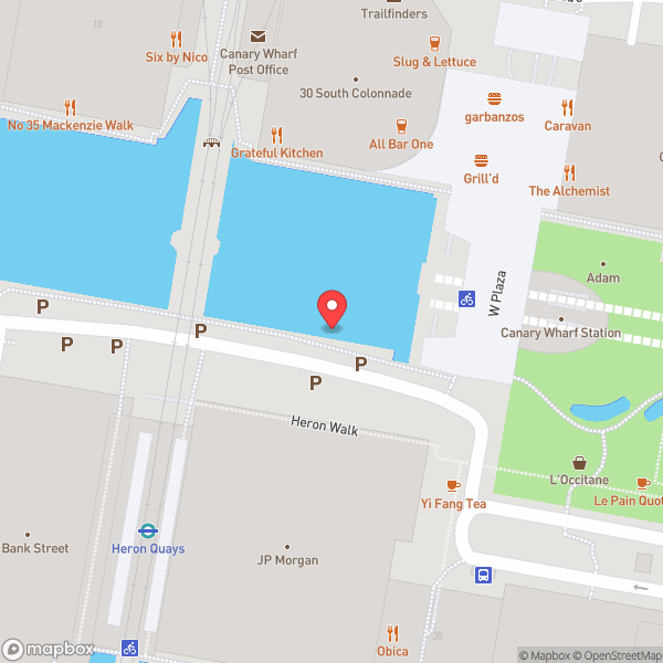 Map of Heron Quays DLR Station