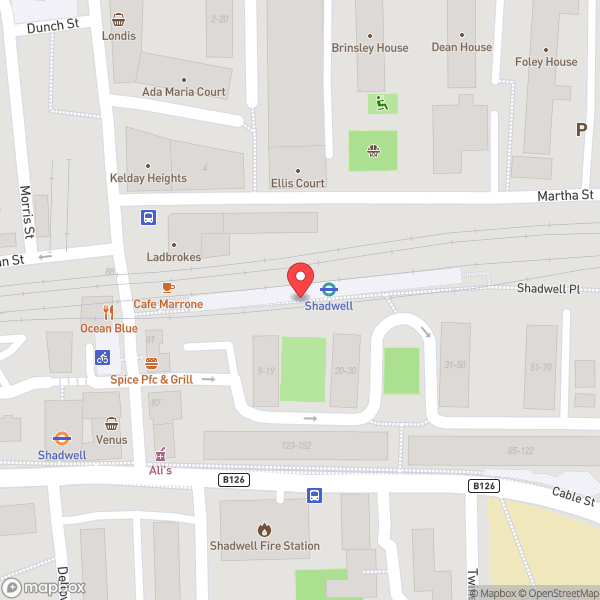 Map of Shadwell DLR Station