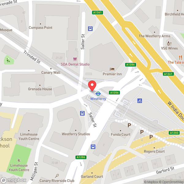 Map of Westferry DLR Station