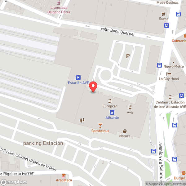 Map of Alacant Terminal Railway Station (Estació d'Alacant Terminal)