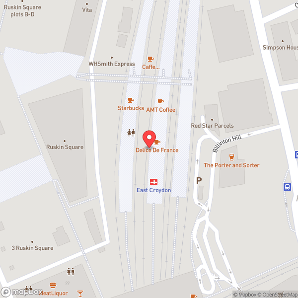Map of East Croydon Railway Station (ECR)