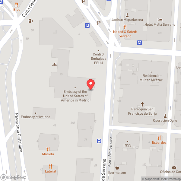 Map of Embassy of the United States of America (Embajada de los Estados Unidos)
