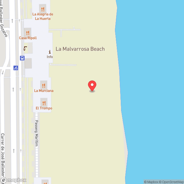 Map of Malvarrosa Beach (Platja de la Malva-rosa)