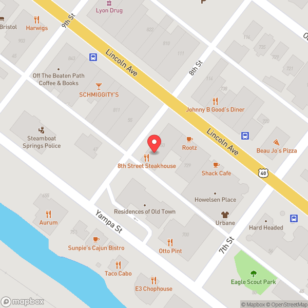 Map of 8th Street Steakhouse